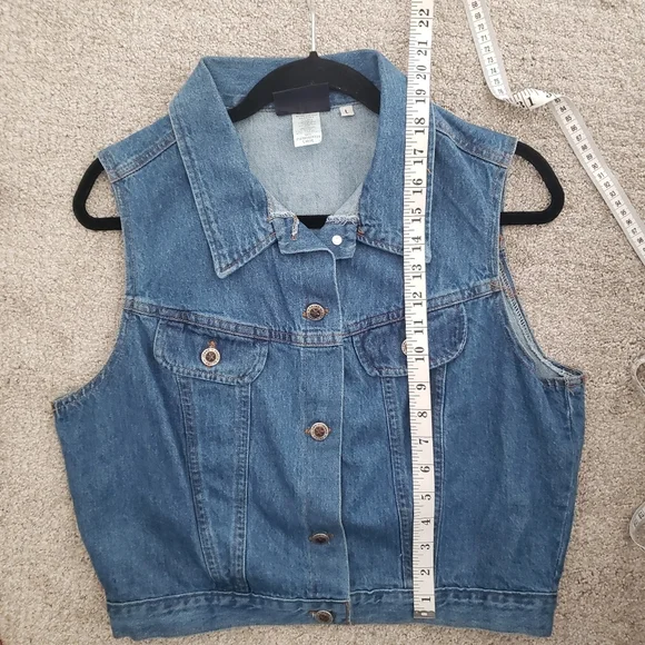 Vintage Faded Glory Mid Wash Denim Vest Large - Picture 8 of 8